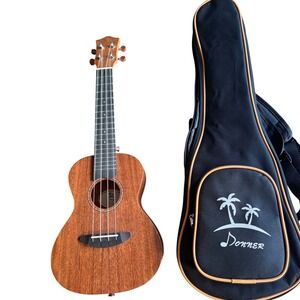 NWOT Donner Ukulele with Gig Bag Natural Mahogany Wood Finish 23" Soprano Size